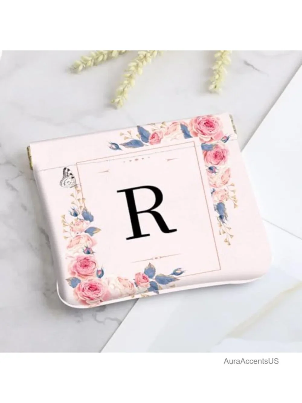 2-Pack Initial Letter PU Leather Mini Coin Purse Wallet Cosmetic Bag
